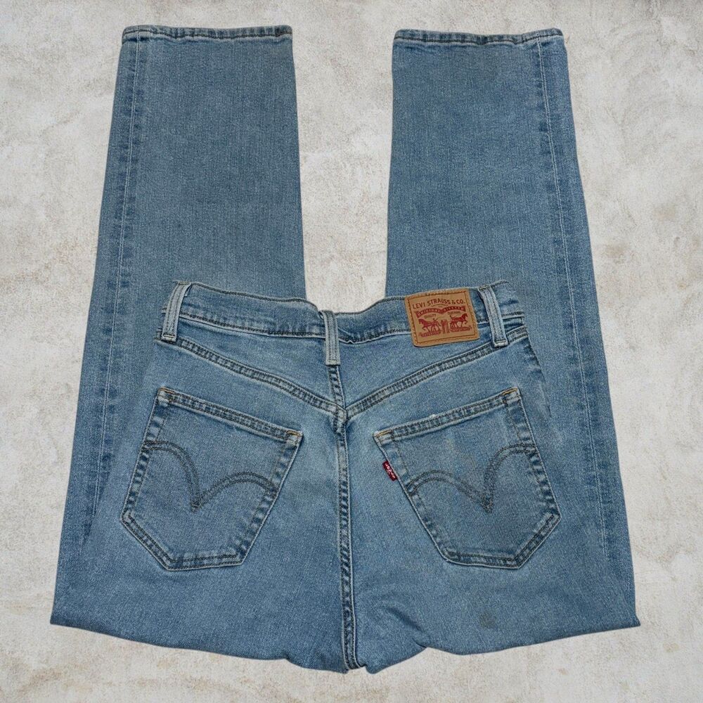 Levi's Ribcage Straight Ankle Jeans Womens W28 L29 Light Wash High Rise Denim